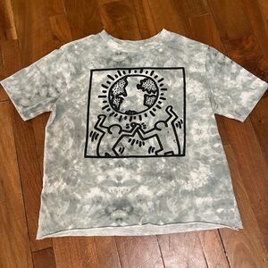Cropped Graphic Tee with Earth Motif